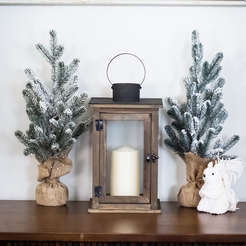 Stonebriar SB-5174B Rustic 12.5" Wooden Candle Lantern, Large, Brown - Image 2
